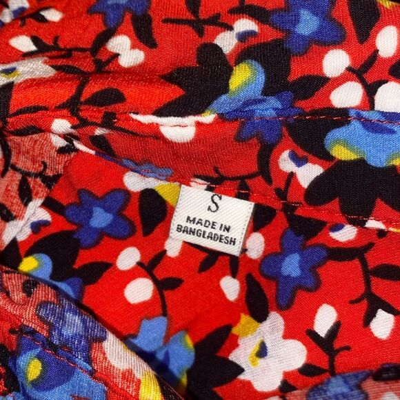 JACHS GIRLFRIEND NEW YORK Floral Women’s Short Sleeve Button Down - Picture 6 of 8